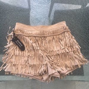 NWT Bebe Suede Fringe Shorts